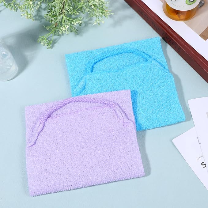 2 Pcs Back Washer for Shower,Exfoliating Back Scrubber with Handles Backs Wash Cloth Stretchable Backs Scrubber for Shower for Women(Blue,Purple)