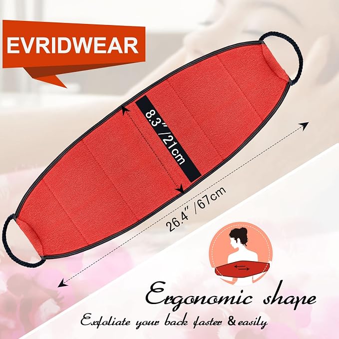Evridwear Exfoliating Body Scrubber with Handles, Back Washer for Shower | Rayon Material, Removes Dead Skin, No Harsh Soaps Needed, Dry and Rough Skin, Self-Tanning Prep(Moderate Exfoliation)