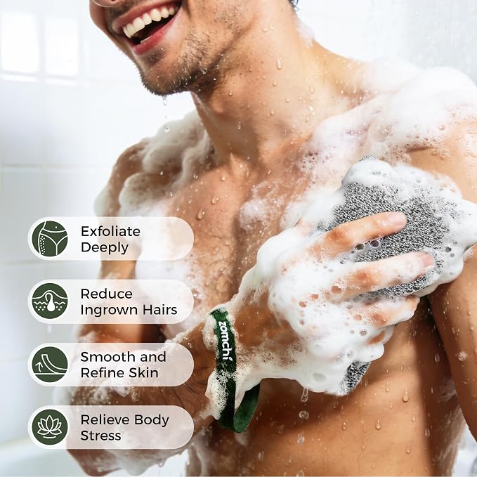 ZOMCHI Body Scrubber, 2 Pack Exfoliating Sponge for Shower and Bath, Large Exfoliator Tool to Remove Dead Skin, Body Sponge for Women & Men (2-Pack, Gray)