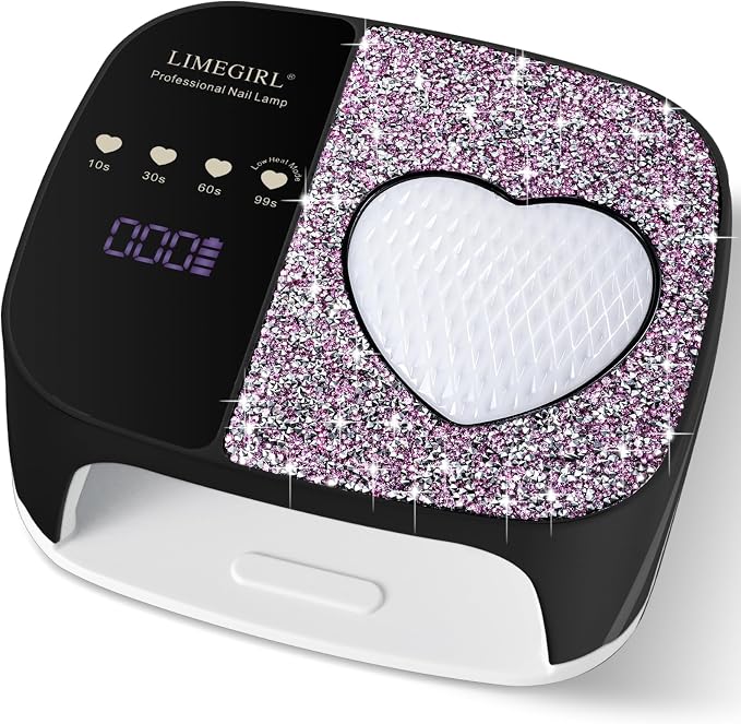 LIMEGIRL UV LED Nail Lamp Kit for Gel Polish Professional Fast Curing Black Dryer Light Set with 4 Timer Settings Cordless Rechargeable Nail Art Cure Machine for Manicure Pedicure at Home and Salon