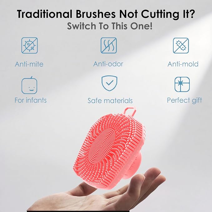 RamPula Face Scrubber, Silicone Exfoliating Brush for Men Women, Facial Cleansing Brush, Manual Waterproof Cleansing Skin Care, Blackhead Removing Pore Cleansing Massaging Face Brushes - Pink | Softening,Massage,Smoothening,Pores,Cleansing,Exfoliating