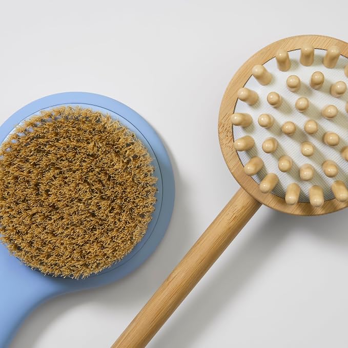 Bliss Wooden Back & Body Exfoliating Dry Brush Tool - Clean, Gentle Formula