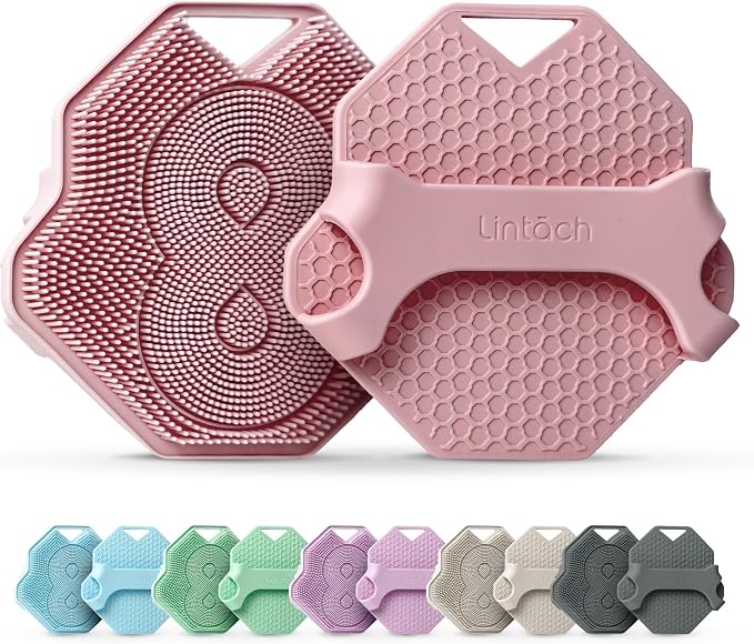 Silicone Shower Scrubber for Body – Exfoliating Loofah Alternative, Zinc & Silver-Infused, Hygienic & Gentle for Sensitive Skin, Durable & Long-Lasting Body Scrubber for Women - Rose Pink