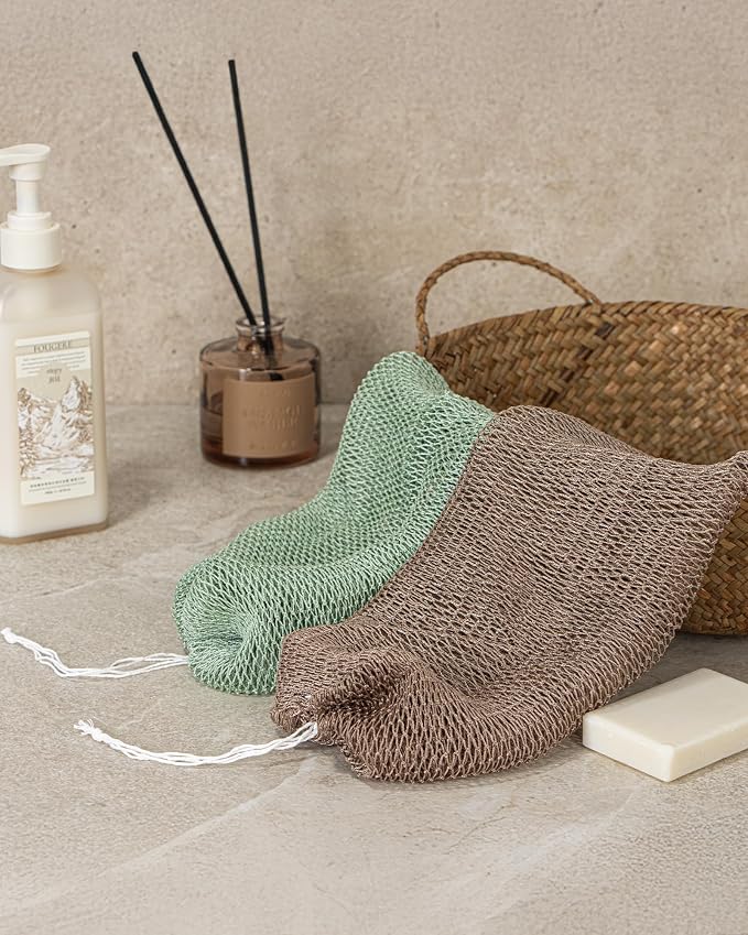 Yiclick African Net Sponge Authentic with Knots 2 Pack - Exfoliating Washcloth Towel, Back Scrubber for Shower Bath, Exfoliating Body Scrubber Exfoliator, African Rags Wash Cloth Loofah Lufa Sponge
