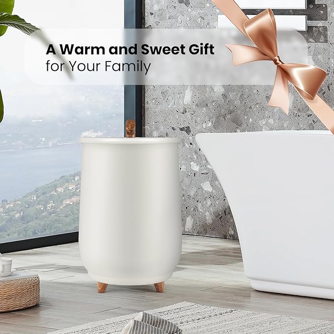 Tangkula Towel Warmer Bucket, 23L Large Luxury Bucket-Style Towel Warmer w/Fragrant Disc Holder, ETL Certified Bath Heater w/3-Level Heating, 20/40/60/90 Min Timer & Auto Shut Off (Handle, 23L, Grey)