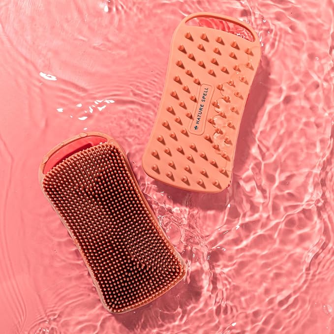 Nature Spell Silicone Body Scrubber, Gentle & Waterproof, for All Skin Type | Dual-Sided Exfoliator & Cleansing Brush, Improves Blood Circulaion and Soothes Skin