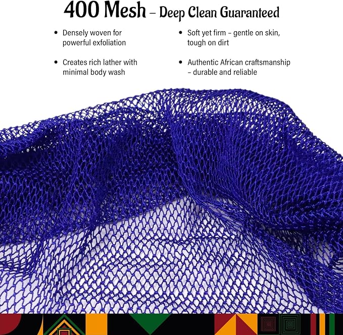 Yiclick African Net Sponge Authentic with Knots 2 Pack - Exfoliating Washcloth Towel, Back Scrubber for Shower Bath, Exfoliating Body Scrubber Exfoliator, African Rags Wash Cloth Loofah Lufa Sponge