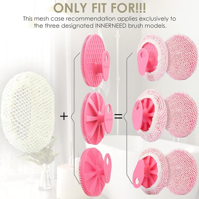 INNERNEED Body Shower Exfoliating Net Sponge Mesh Case Cover, Pack of 4 | Only fit for INNERNEED Silicone Body Scrubber Brush