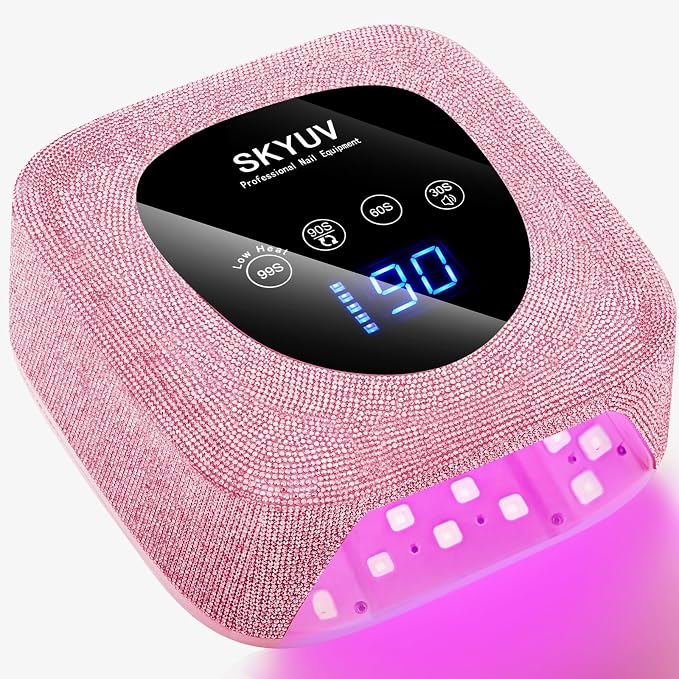 Rechargeable UV LED Nail Lamp, SKYUV Cordless Nail Dryer for Gel Polish, UV Nail Lamp with 4 Timers Setting and LED Touch Screen, Professional Curing Lamp Light with 30 Beads for Salon and Home