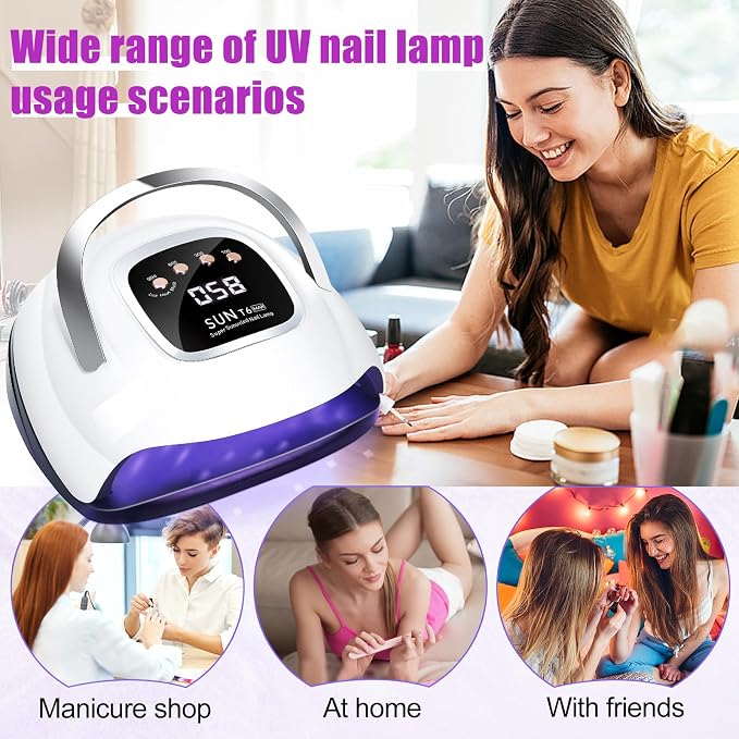 LKE 220W UV LED Nail Lamp, Professional Gel Dryer with Even Cure & Smart Sensor for Salon/Home