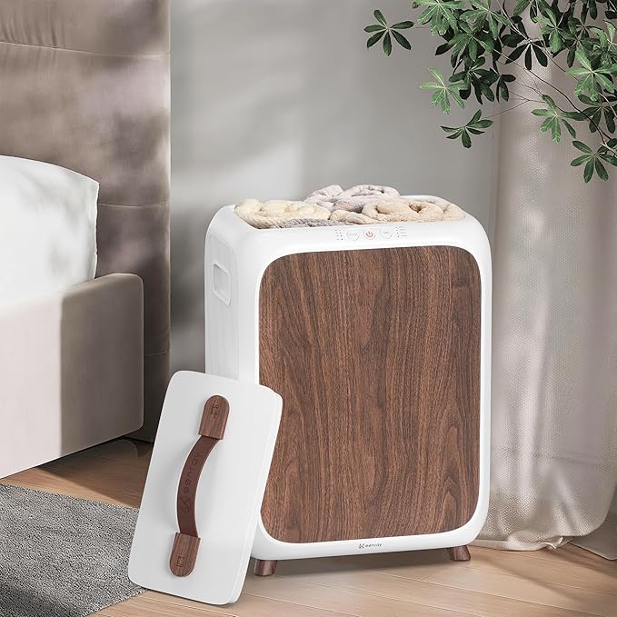 Keenray Towel Warmer Bucket, Luxury Rectangle Towel Warmer for Bathroom with Timer & Delay, Customized Fragrance, Child Lock, Fits 2 Large Towels, Blankets, Bathrobes, Ideal Gift for Him & Her(Brown)