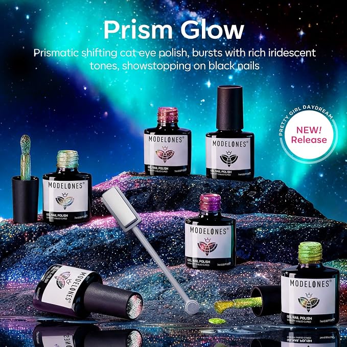 modelones Cat Eye Gel Nail Polish Set Glitter 6Colors Red Green Yellow