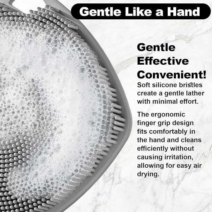 2 Pack Face Scrubbers, Silicone Face Scrubber Soft Bristles, Gentle Lather, Exfoliating & Deep Cleaning for Sensitive Skin, Giant Suction Cup Stick Securely, Easy to Store (Black + Gray)