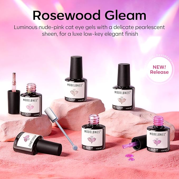 modelones Cat Eye Gel Nail Polish Set Glitter 6Colors Pink Nude Summer