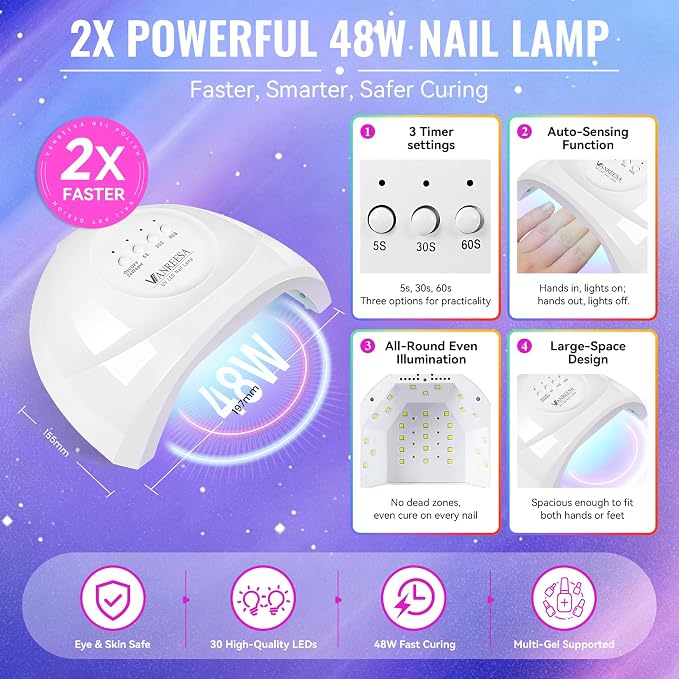 VANREESA 69PCS Gel Nail Polish Set with Nail Lamp and Electric Nail Drill | 35 All Seasons Colors Gel Nail Polish with Base Coat & 4 Top Coat Professional Gel Nail Kit for Beginners Gifts for Women