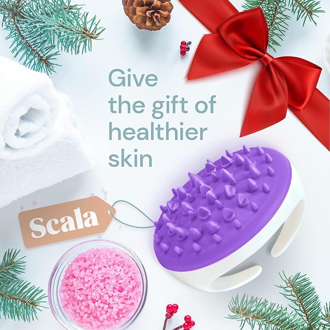 Scala Cellulite Massager Silicone, Bath Scrubber for Smoother Skin Purple | Silicone nodules exfoliate, cellulite remover, body massager Tool, exfoliator, fat roller use with creams and Oils