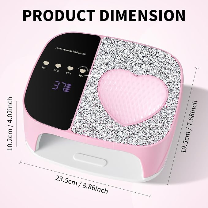 Nail Lamp Cordless, Rechargeable UV Light for Gel Nails, Professional Gel Light Dryer with 4 Timers, Professional Fast Curing, UV Light for All Gel Nails, Ideal for Salon & Home (Pink, Rechargeable)