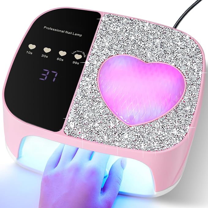 Nail Lamp, UV Light for Gel Nails, Professional Gel Light Dryer with 4 Timers,Plug and Play, Professional Fast Curing, UV Light for All Gel Nails, Ideal for Salon & Home (Pink, US Plug)
