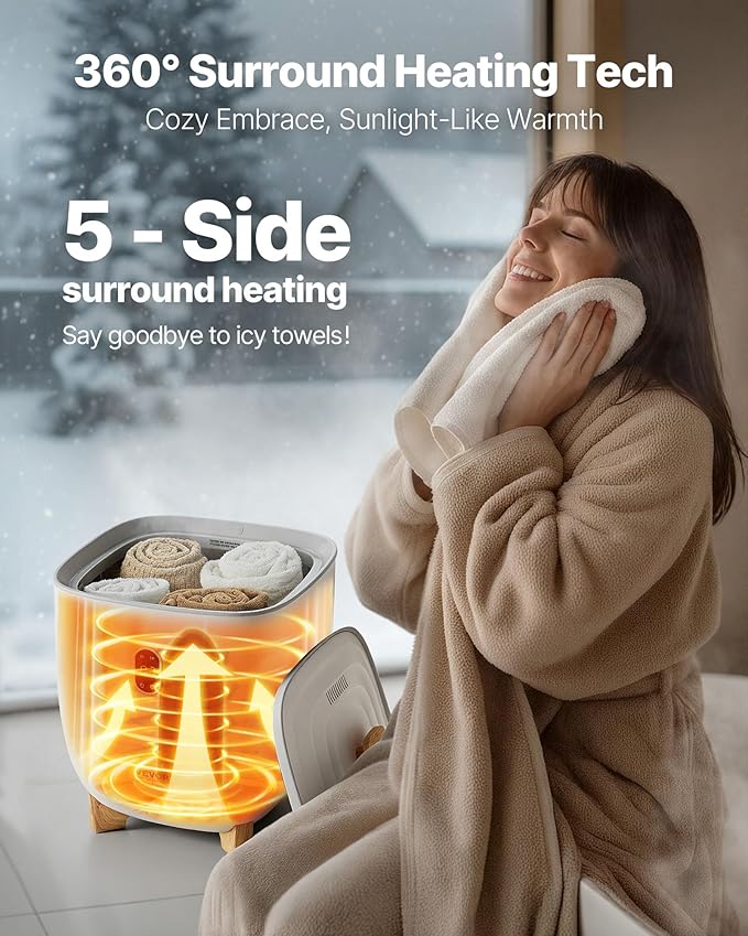 VEVOR Towel Warmers for Bathroom, 25 L Towel Warmer Bucket with Auto Shut Off for Spa Fits up to 5 Oversized Towels, Blankets, Clothes, Bathrobes, PJ's and More