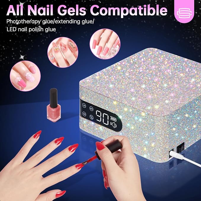 96W UV Nail Lamp, Plug-in Nail Dryer | UV Light for Nails with 4 Timer Setting, Touch Control & Auto Sensor, Fast Curing Lamp for Gel Polish Manicure Salon & Home