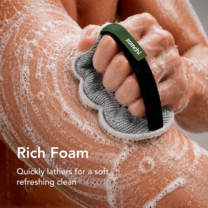 ZOMCHI Extra Large Exfoliating Body Scrubber, Dual-Texture Shower Sponge for Smoother Skin, Gentle & Rough Body Exfoliator Sponge, Bigger Dead Skin Exfoliator for Men (2 Pack)