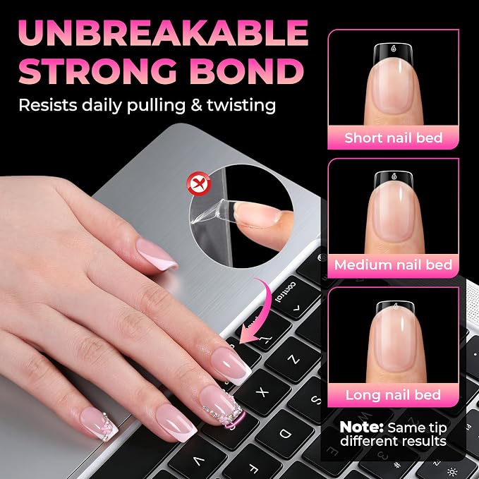 UNA GELLA Short Square Gel Nail Tips 510Pcs 15 Sizes Half Matte Full Cover | Pre-etched Short Square Press on Nails Fake Acrylic Clear Nails No C Curve Tips for Nail Extensions DIY Home Salon for Women