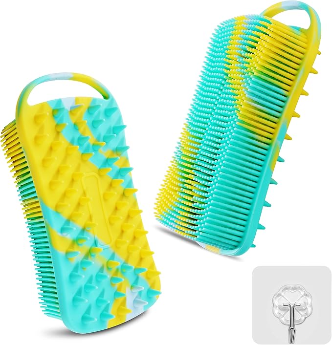 Silicone Body Scrubber, Loofah for Women, Shower Cleaner Scrub Body Brush | Gentle Exfoliating Shower Bath Brush, Rubber Body Wash Deep Cleaning & Exfoliator & Massage, Travel-Friendly for Bathroom