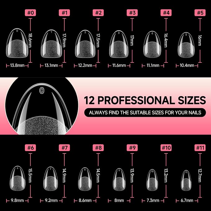 UNA GELLA Extra Short Almond Nail Tips 12 Sizes Matte Gel Nail Tips 120Pcs | Pre-etched Soft Gel Clear Full Cover Nails Tips Short Almond Acrylic False Nails Press On Nails for Nail Extensions DIY Salon
