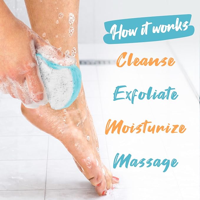 Spongables Pedi Scrub Foot Exfoliating 5+ Wash Travel Sponge, Clean & Fresh, 6 Count