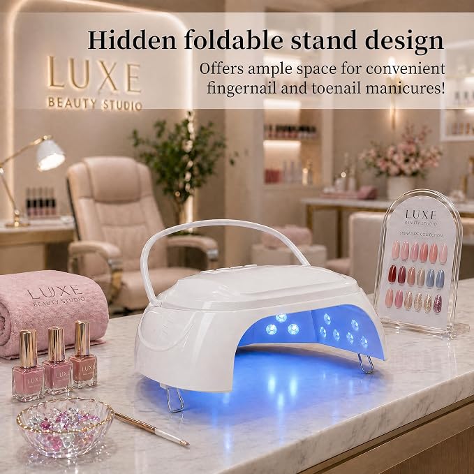 126W Rechargeable UV LED Nail Lamp, Gel Light Polish Dryer for Nails | Cordless UV Light for Nails with LCD Display, 4 Timer Setting and Auto Sensor, Nail Cure Light with Removable Bottom (White)