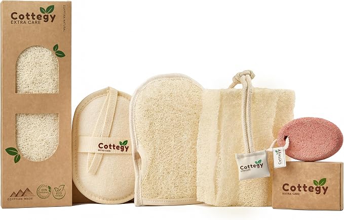 Egyptian Loofah Exfoliating Scrubber - Natural Loofah Exfoliating Body Scrubber - 1 Count (Pack of 2) | Eco-Friendly Bath & Shower Sponge for Face & Body | 100% Natural, Ideal for Men & Women