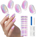 Semi Cured Gel Nail Strips, 22pcs UV Nails Polish Art Sticker, Nail Wraps with UV Light Required for Home Manicure DIY, Long Lasting, Easy Application & Removal, Salon Quality (Aurora Pink 048)
