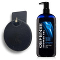 Defense Soap Body Wash 32 oz with Tea Tree, Eucalyptus, Rosemary & Aloe + Silicone Body Scrubber & Shower Hook | Complete Cleansing & Exfoliation Set for Athletes, Families, and Active Lifestyles