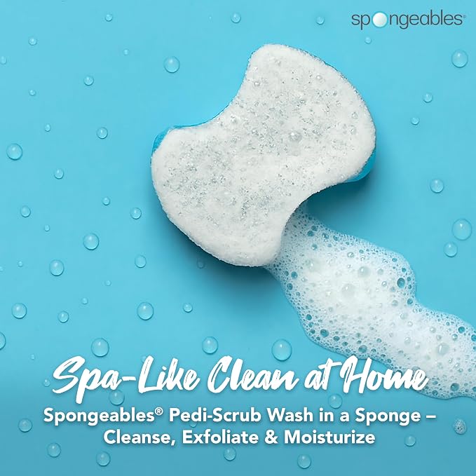Spongeables Pedi Scrub Foot Exfoliating 20+ Wash Sponge, Clean & Fresh, 2 Count