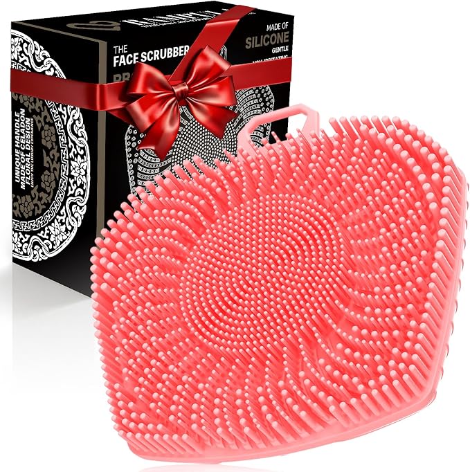 RamPula Face Scrubber, Silicone Exfoliating Brush for Men Women, Facial Cleansing Brush, Manual Waterproof Cleansing Skin Care, Blackhead Removing Pore Cleansing Massaging Face Brushes - Pink | Softening,Massage,Smoothening,Pores,Cleansing,Exfoliating