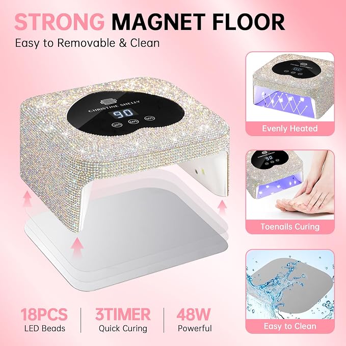 UV Light for Gel Nails, 48W Plug-in Mini UV Nail Lamp | Portable Nail Lamp Diamond Nail Dryer with Touch Control Auto Sensor and 3 Timer Settings Nail Light Curing Lamp, Home