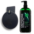 Defense Soap Peppermint Body Wash 32 oz with Tea Tree & Eucalyptus Oils + Silicone Body Scrubber & Shower Hook | Natural Antifungal Shower Gel & Exfoliating Set for Athletes and Active Lifestyles