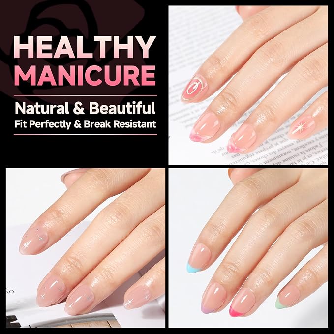 UNA GELLA Extra Short Almond Nail Tips 12 Sizes Matte Gel Nail Tips 120Pcs | Pre-etched Soft Gel Clear Full Cover Nails Tips Short Almond Acrylic False Nails Press On Nails for Nail Extensions DIY Salon