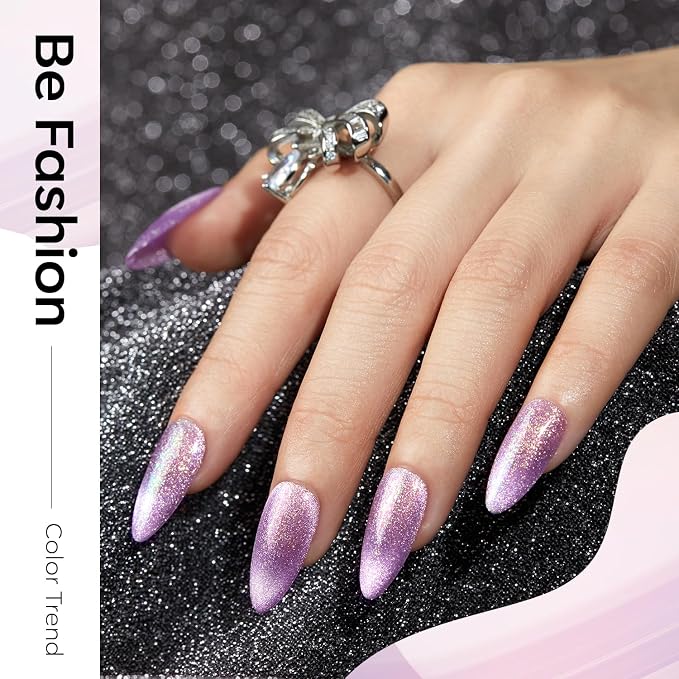 modelones Cat Eye Gel Nail Polish Set Glitter 6Colors Pastel Rainbow
