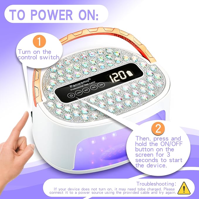 UV LED Nail Lamp, Rechargeable Cordless Nail Dryer for Gel Polish, UV Nail Light with 45 Beads and Handle, Professional Quick Dry Curing Lamp with 4 Timers Setting for Salon and Home