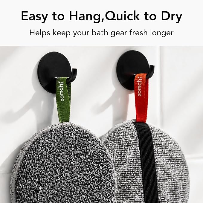 ZOMCHI Extra Large Exfoliating Body Scrubber, Dual-Texture Shower Sponge for Smoother Skin, Gentle & Rough Body Exfoliator Sponge, Bigger Dead Skin Exfoliator for Men (2 Pack)