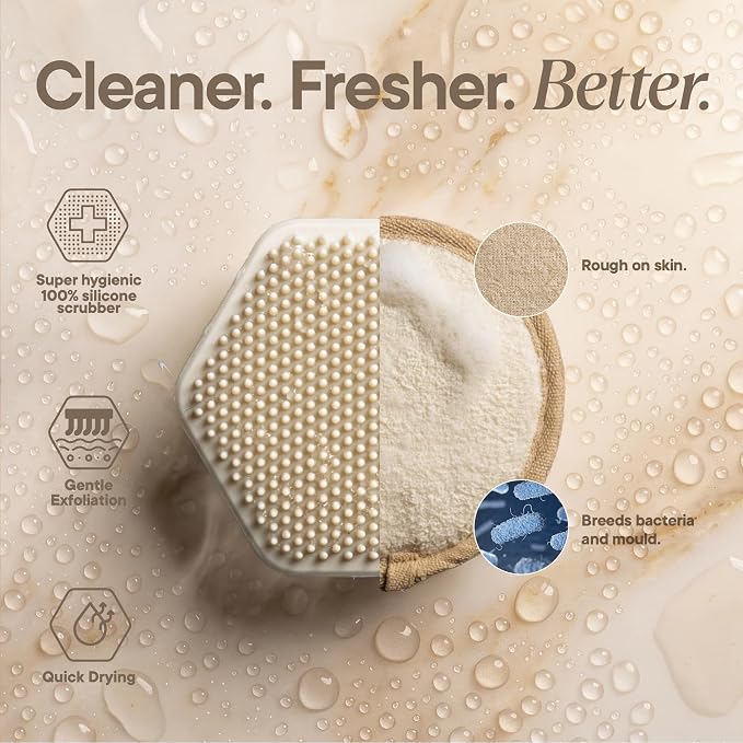 TOOLETRIES Silicone Face Scrubber, Facial Cleansing Brush - Sand | Gentle facial exfoliator for deep pore cleansing, dead skin removal and a soft, refreshing massage.