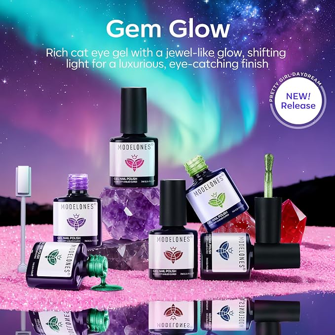 modelones Cat Eye Gel Nail Polish Set Glitter 6Colors Red Pink Blue Summer