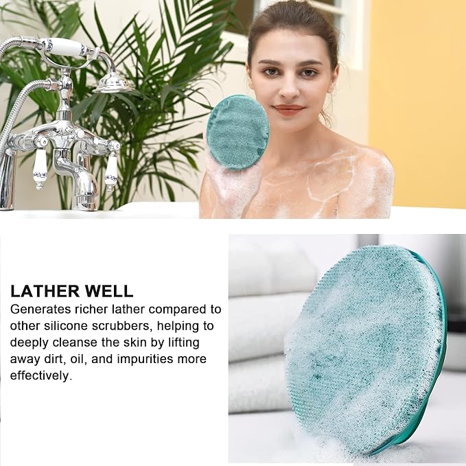INNERNEED Silicone Body Cleansing Brush Exfoliating Scrubber, Dark Green | Gentle Massage, Deep Clean, Hygienic Shower Scrub Brush Soft Bristles for All Skin Types, Easy to Hold