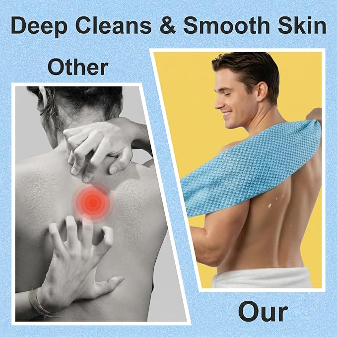 2 Pack Exfoliating Washcloth Towels - Exfoliating Body Scrubber Exfoliator, Back Scrubber for Use in Shower Bath, Japanese & Korean Scrub Wash Cloths, Loofah Lufa Sponge Washer for Women Men
