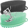 Avilana Silver-Infused Green and Dark Gray Silicone Body Scrubber Bundle - Earthy and Sleek Dual-Tone Set