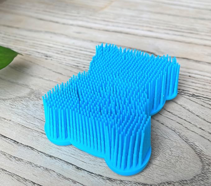 Premium Sensory Brush for Kids or Autism,Soft Silicone Body Scrubber,2 in 1 Sensory Room Occupational Therapy Sensory Brushes,Silicone Loofah,Pet Shower Brush Bath Brush Shampoo Brush(bear-light blue)