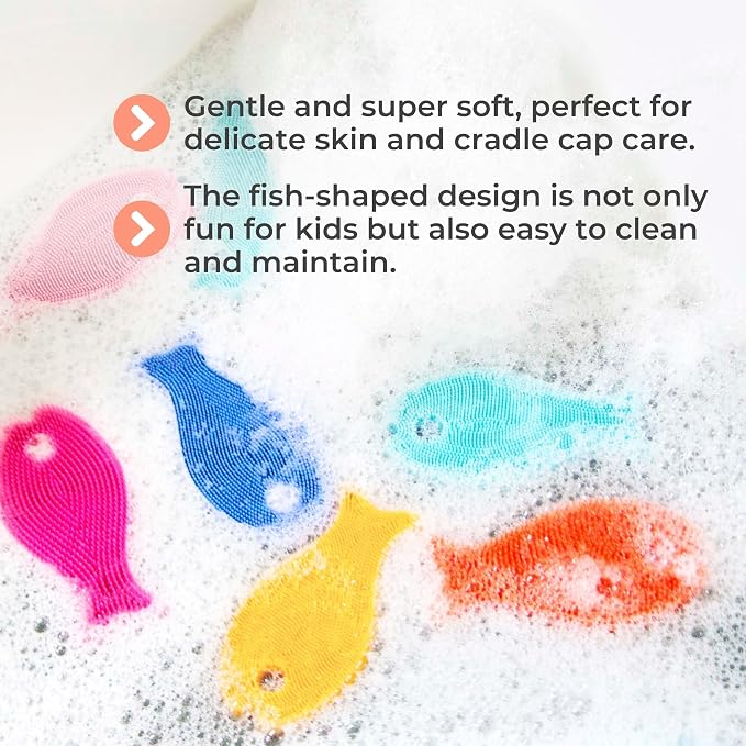 Innobaby Bathin' Smart Silicone Sensory Fish Bath Scrub for Babies and Toddlers - Purple