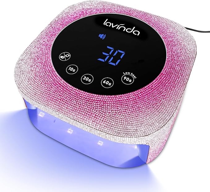 Lavinda UV Nail Lamp, 54W UV Light for Gel with Rhinestones, Plug-in LED Nails Light Dryer for Gel Polish, Fast Curing Lamp for Salon Home Use, Gradient Pink