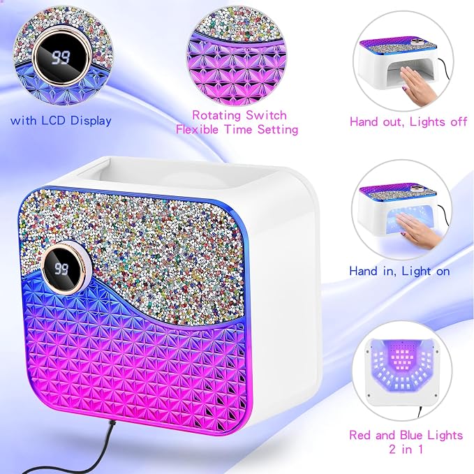 UV LED Nail Lamp, UV Light for Gel Nails with 45 Beads, Auto Sensor, Professional Nail Lamps for Gel Polish (Purple)